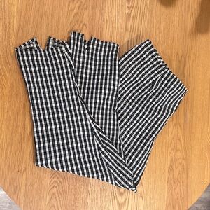 Gingham black and white tapered dress pants with elastic waist